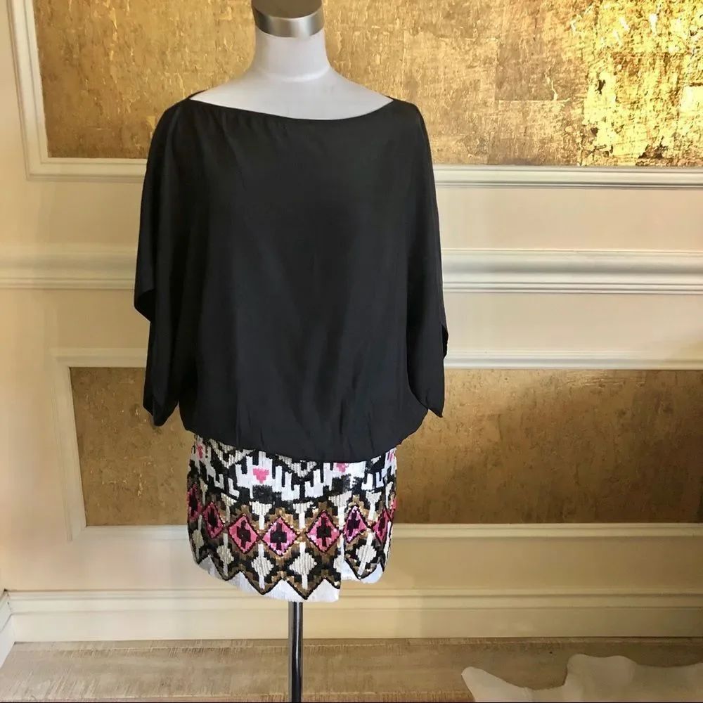 Parker bat sleeves sequins skirt mini dress XS